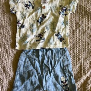 Disney Baby Mickey Surfing Character Two piece - Cream and Blue
